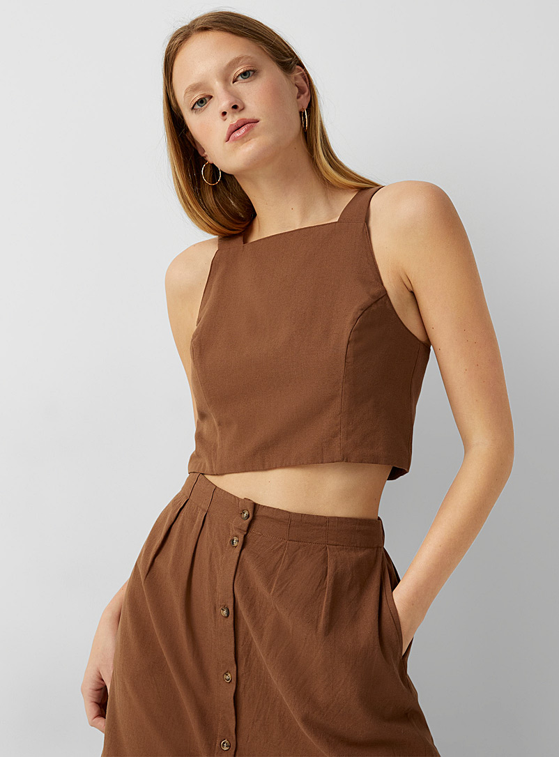 Icône Brown Touch of linen cropped cami for women