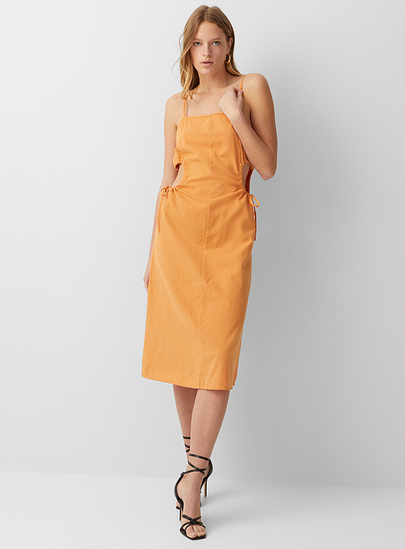 Icône Orange Gathered cutout dress for women