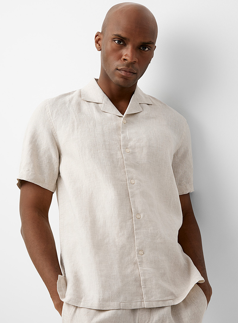 Le 31 Sand Pure linen pyjama shirt for men