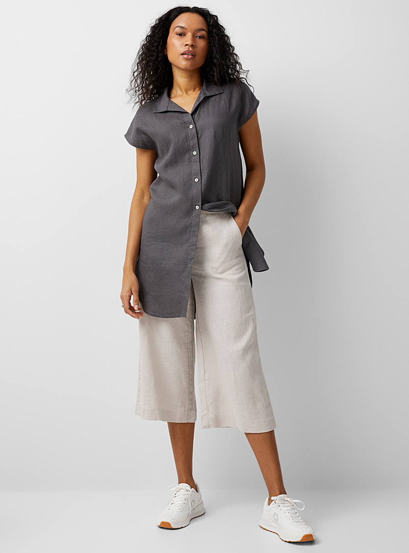 Contemporaine Dark Grey Organic linen tunic shirt for women