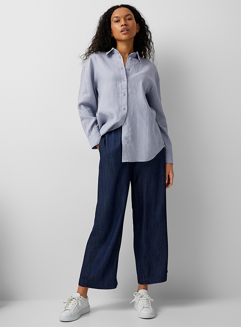 Contemporaine: La chemise ample lin bio Bleu pâle-bleu poudre pour femme