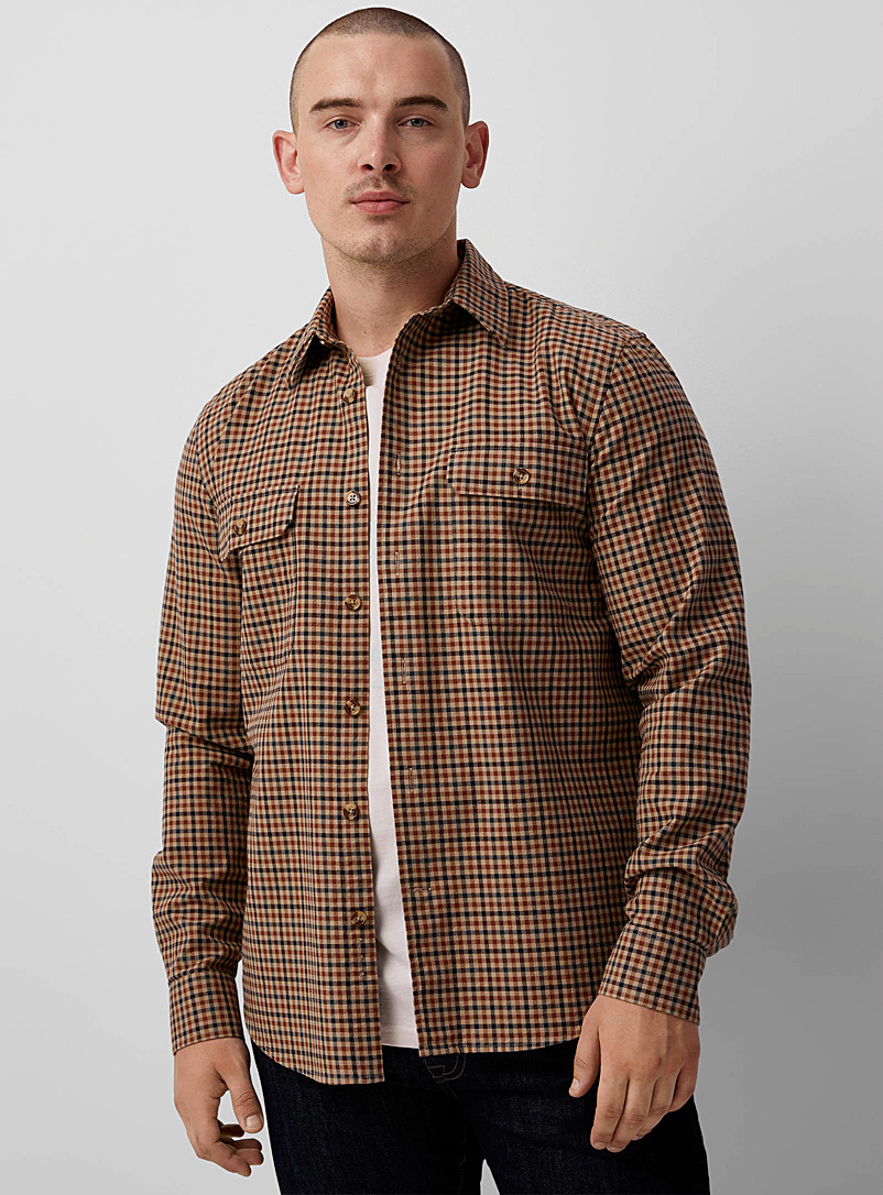 Le 31 Brown Heritage check shirt Modern fit for men