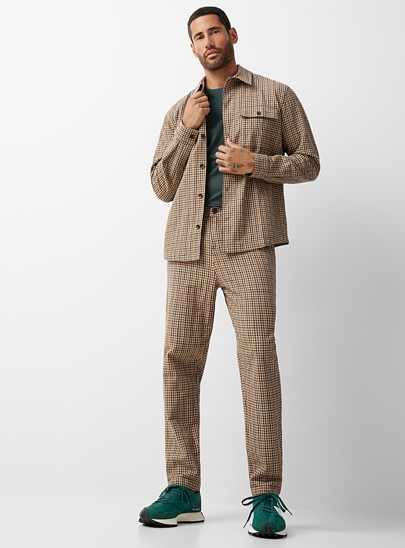 Le 31 Patterned Brown Check pant Seoul fit - Tapered for men