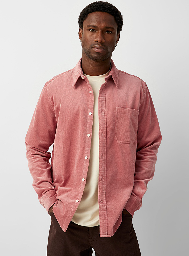 Le 31 Pink Corduroy shirt Modern fit for men