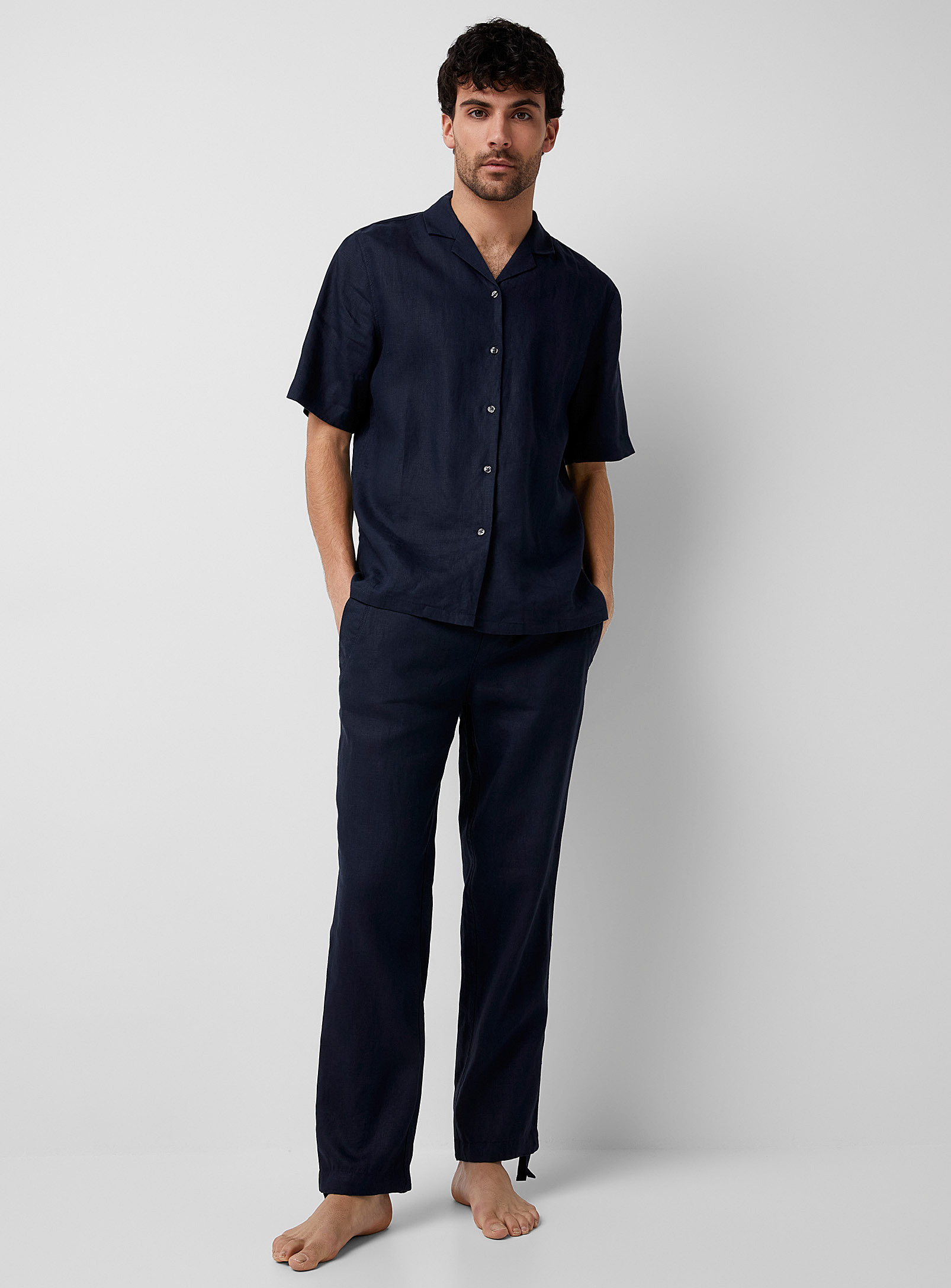 Le 31 Organic Linen Lounge Pant In Navy/midnight Blue