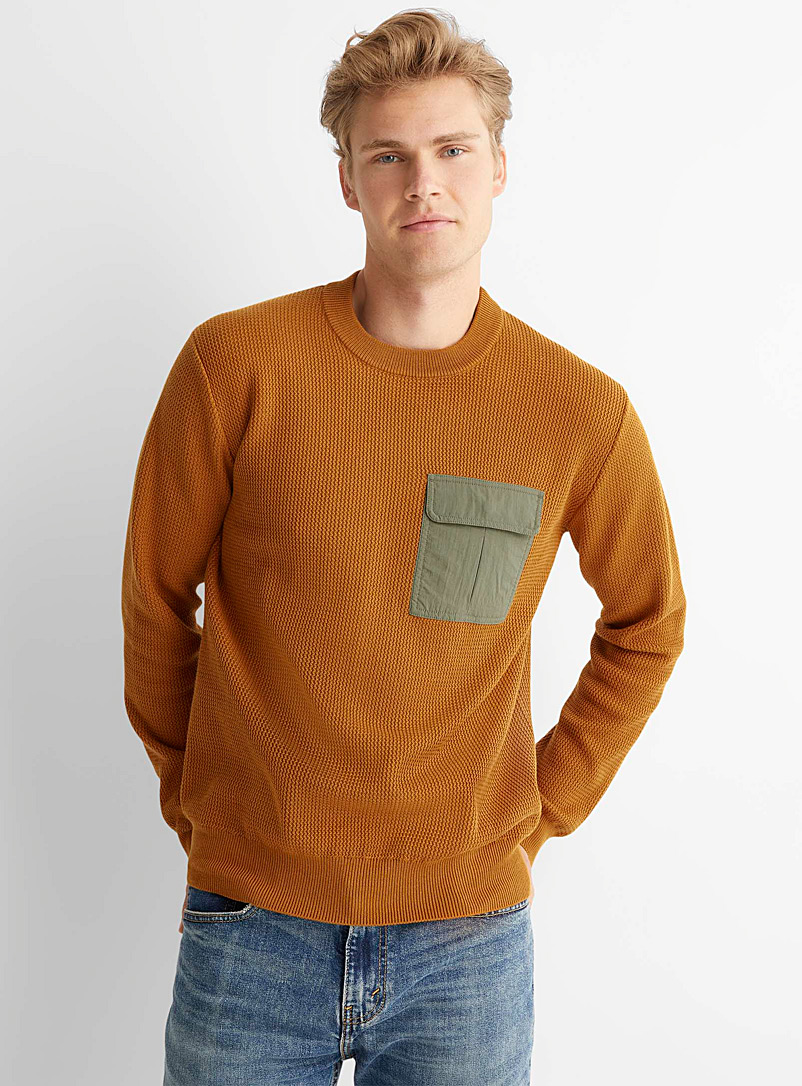 Le 31 Ecru/Linen Nylon-pocket sweater for men