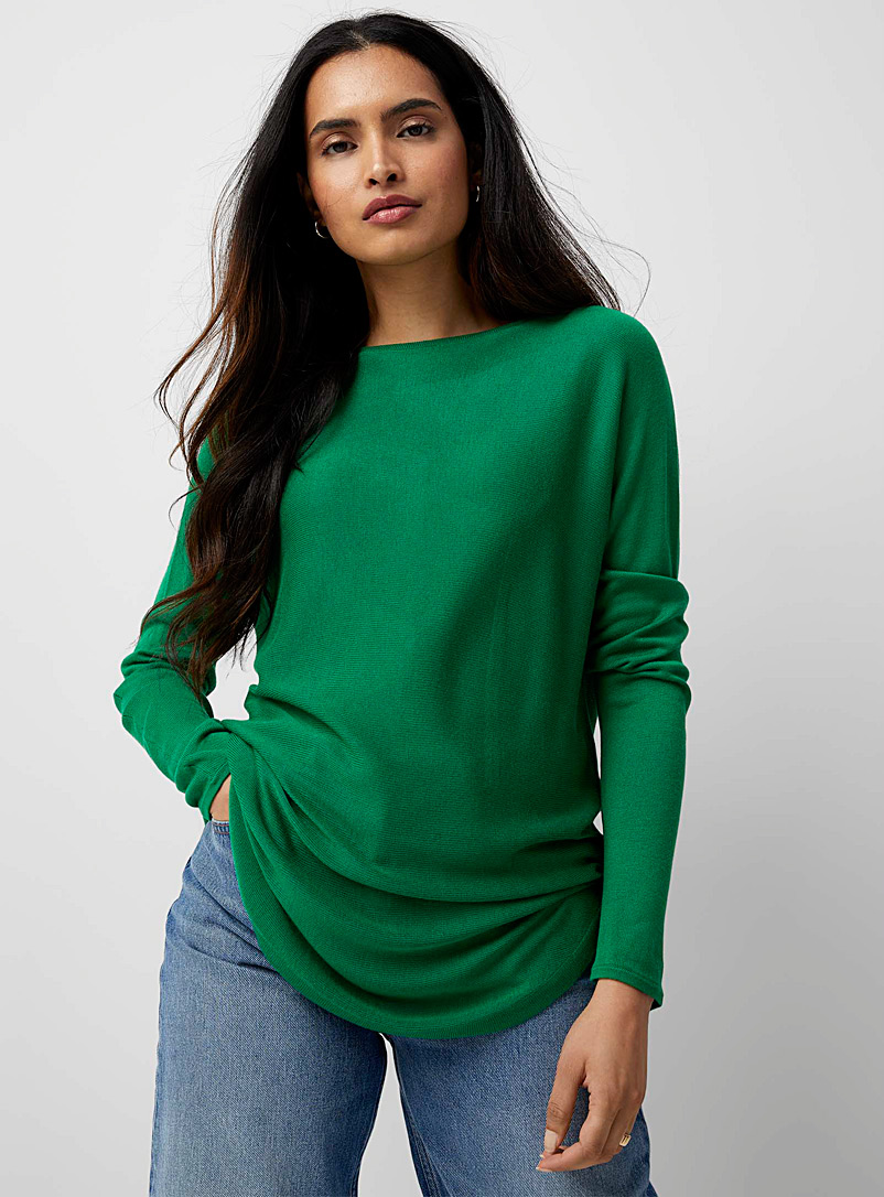 Contemporaine Kelly Green Rounded hem fluid knit tunic for women