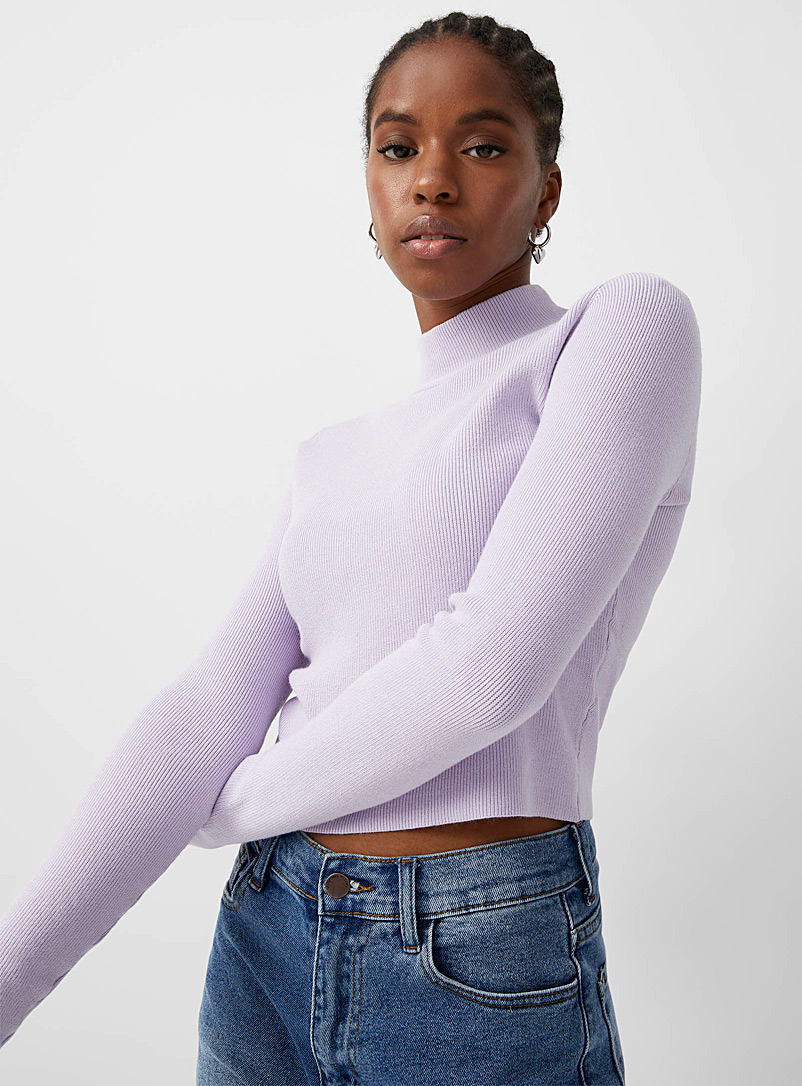 Twik Lilacs Ribbed cropped mock neck for women