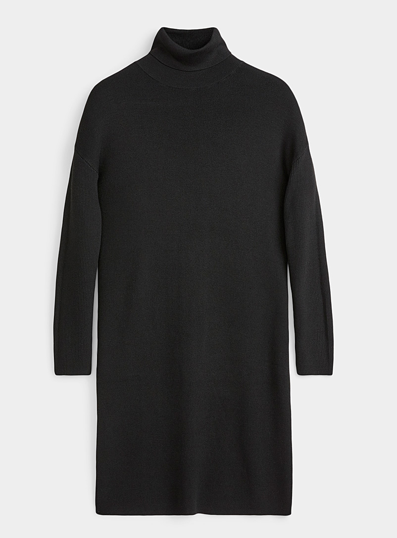 black cashmere turtleneck dress