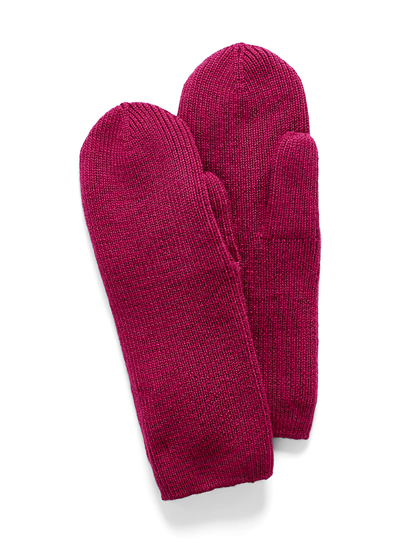 Simons Dusky Pink Responsible merino wool mittens for women