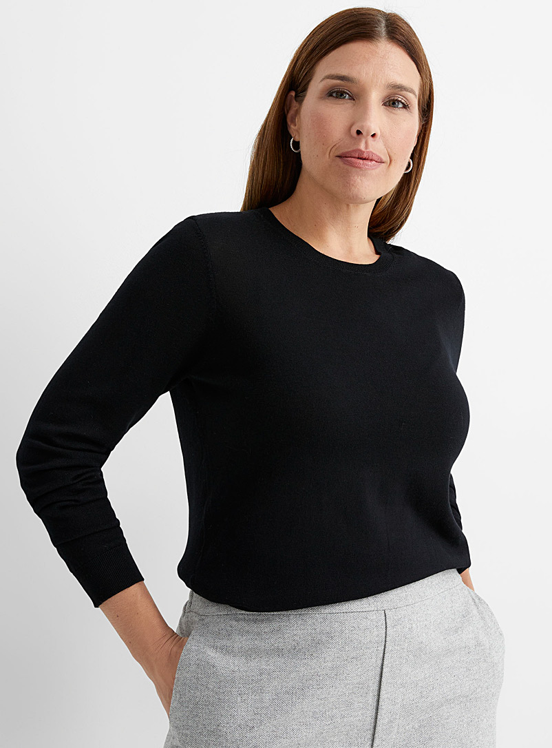 Contemporaine Black Responsible merino wool crew-neck sweater for women