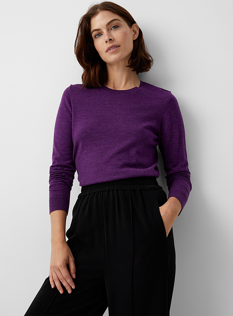 Contemporaine Mauve Responsible merino wool crew-neck sweater for women