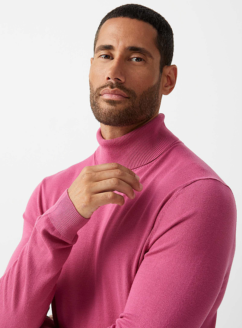 Le 31 Medium Pink Fine knit turtleneck for men