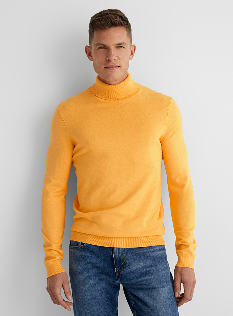 Le 31 Light Yellow Fine knit turtleneck for men