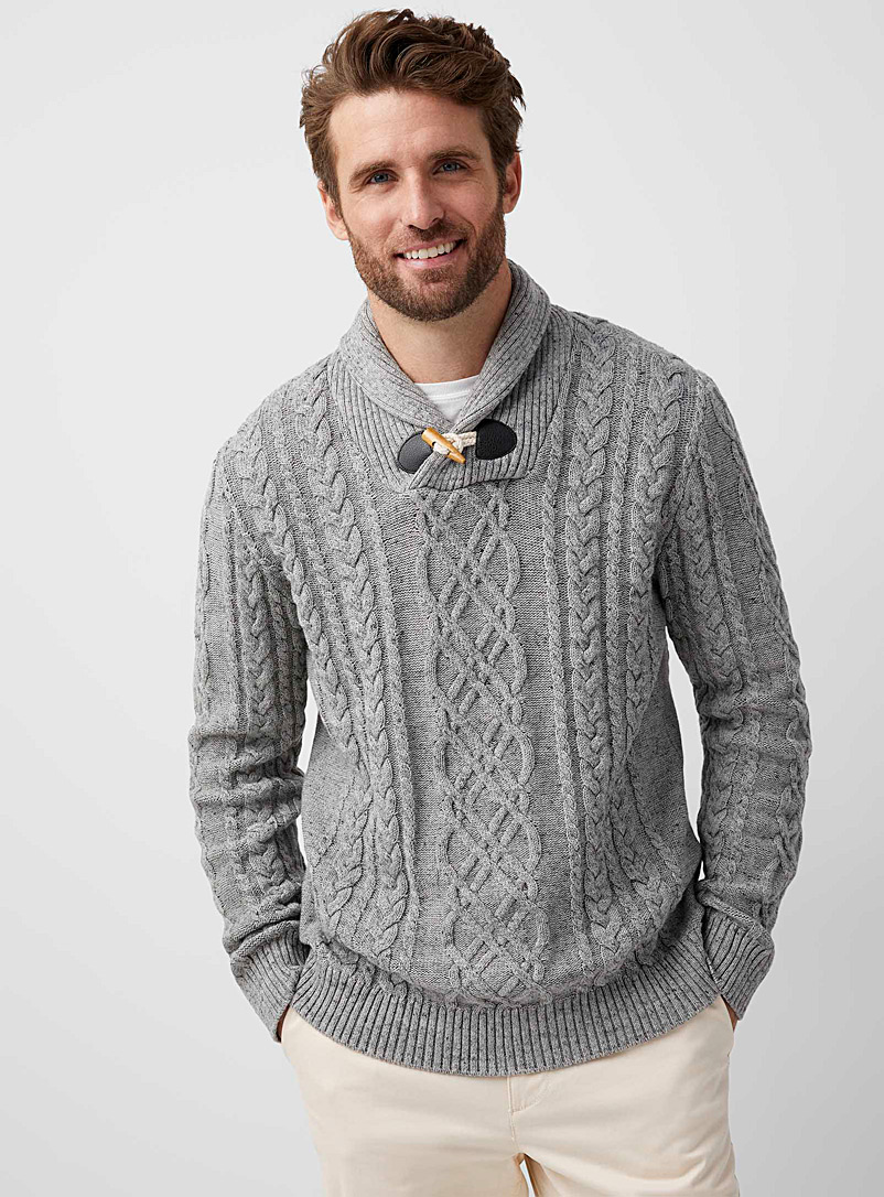 Le 31 Oxford Nautical cable-knit organic cotton sweater for men