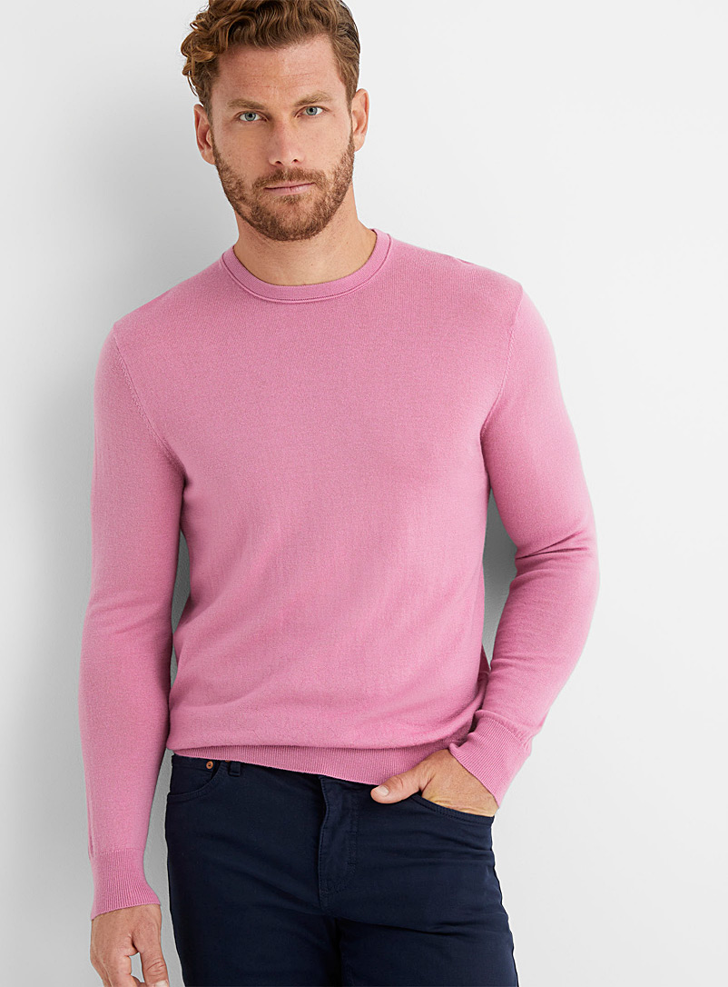 Le 31 Dusky Pink Responsible merino crew-neck sweater for men