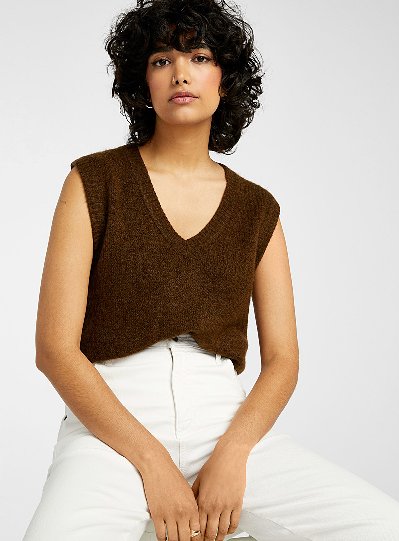Twik Brown Ultra soft sweater vest for women