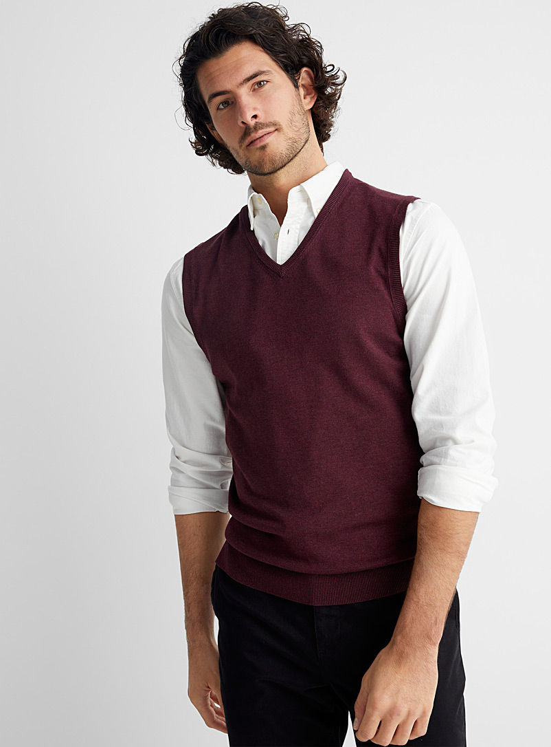 Le 31 Ruby Red Eco-knit vest for men