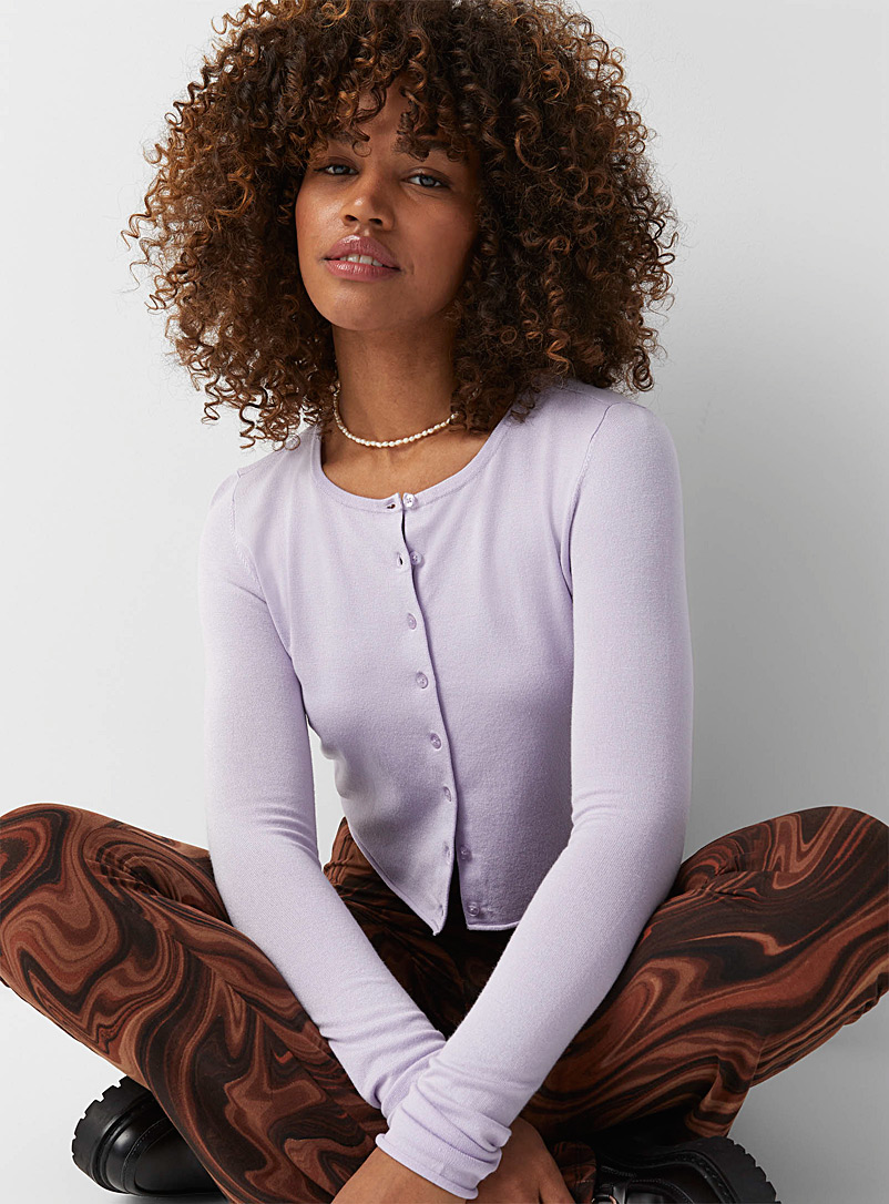 Twik Lilacs Rolled-trim cropped cardigan for women