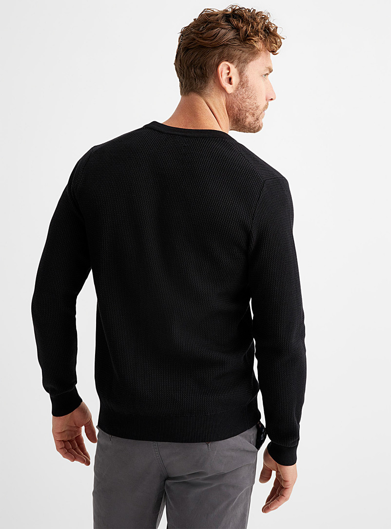 Le 31: Le cardigan tricot zigzag Noir pour homme