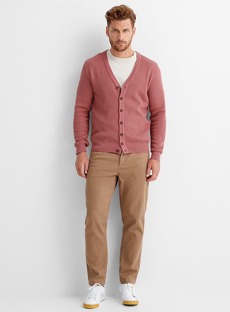 Le 31: Le cardigan tricot zigzag Vieux rose pour homme
