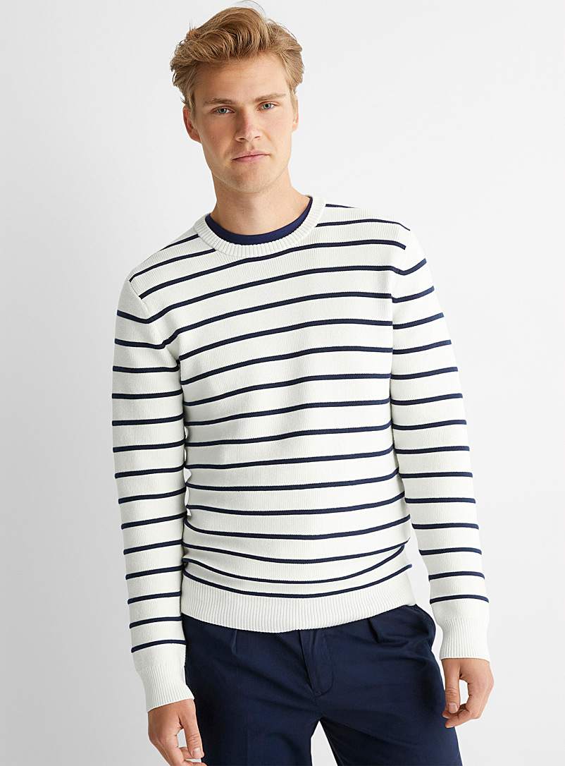 Le 31 Ivory White Neo-nautical sweater for men