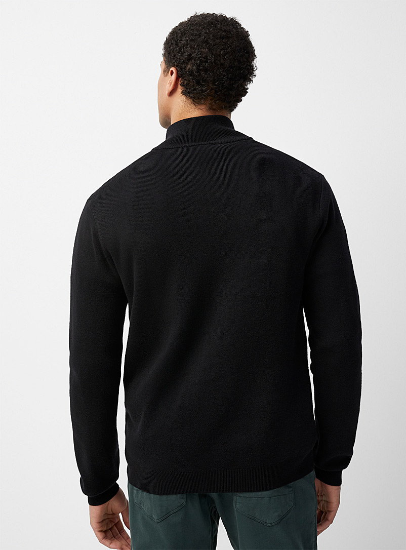 Le 31 Black Half-zip minimalist sweater for men