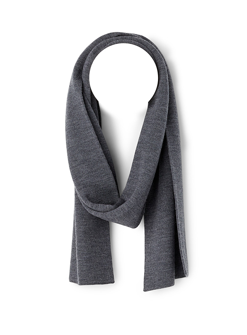 Le 31 Charcoal Double-layer responsible merino wool scarf for men