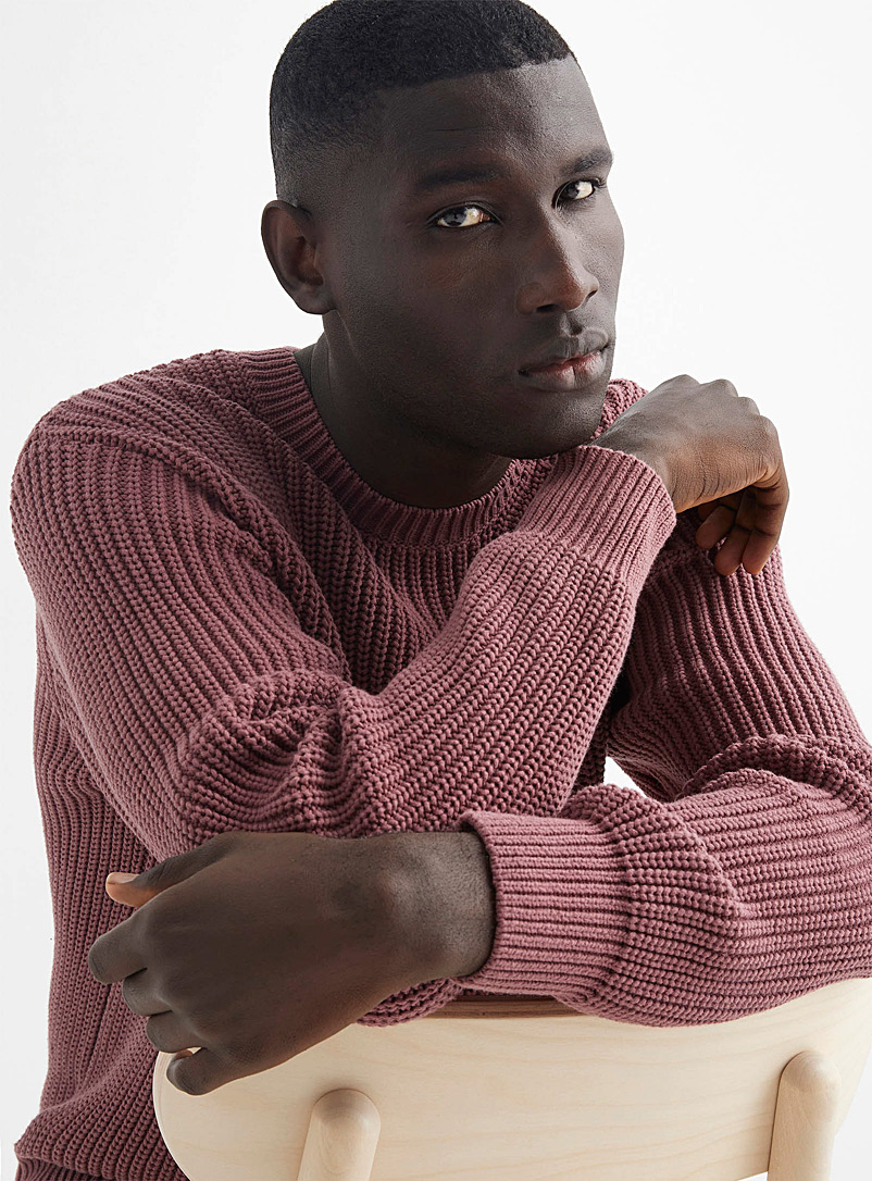 Le 31 Dusky Pink Rib-knit sweater for men