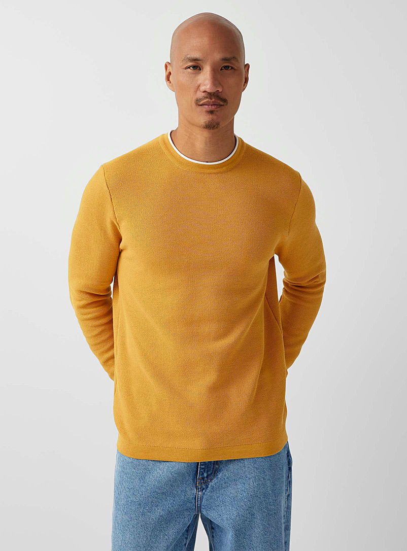 Le 31 Dark Yellow Piqué sweater for men