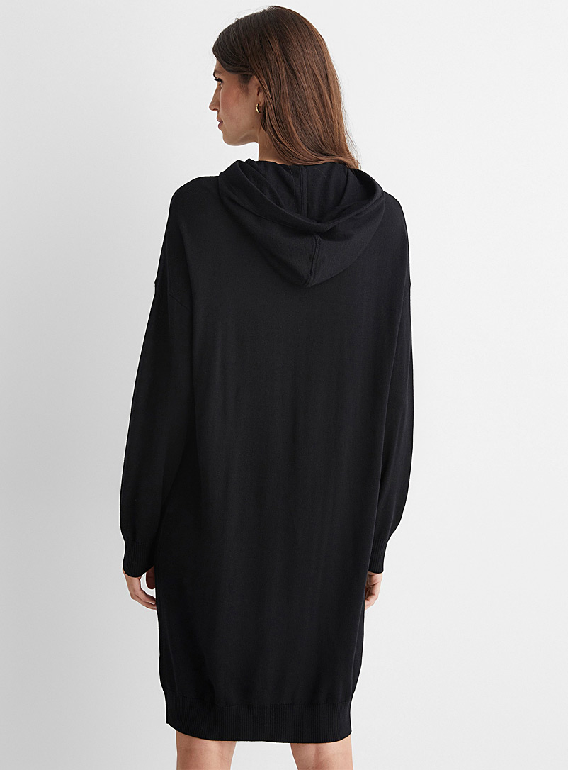Contemporaine Black Responsible merino hooded dress for women