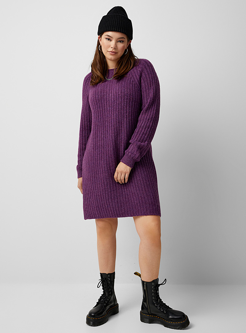 Twik: La robe droite tricot côtelé Violet pour femme