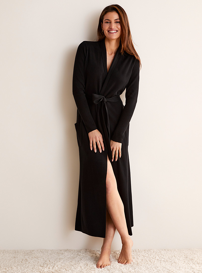 Miiyu Black Knit maxi robe for women