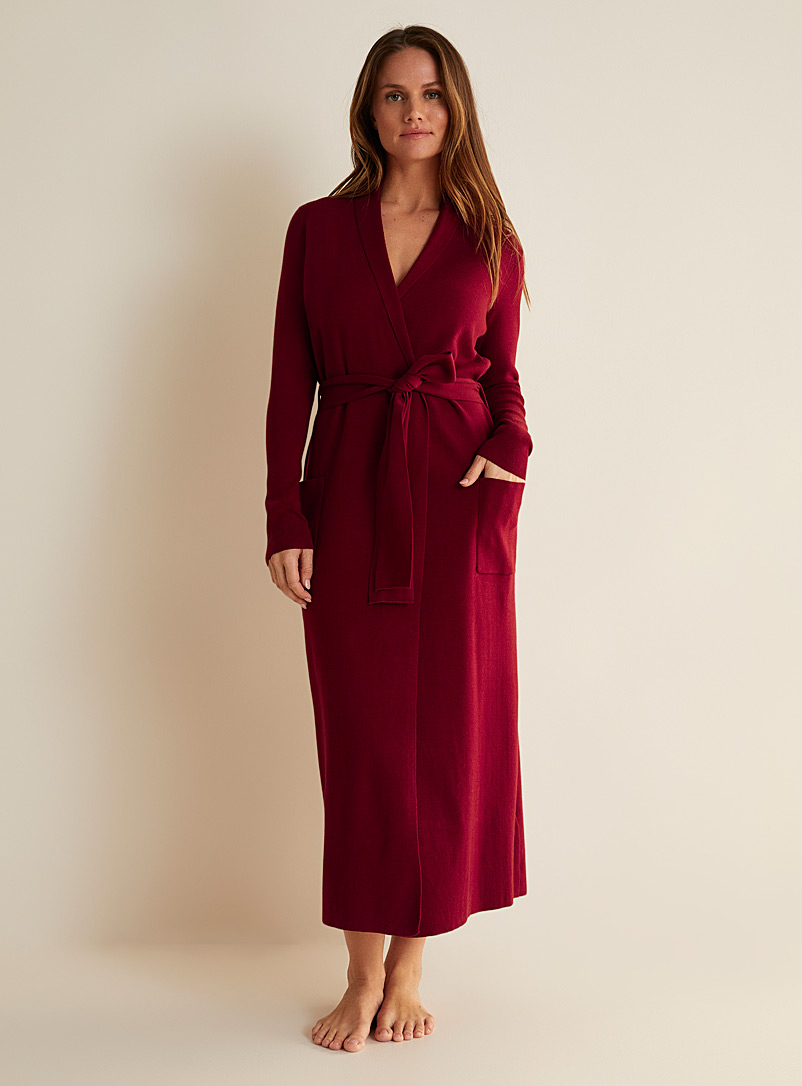 Miiyu Red Knit maxi robe for women