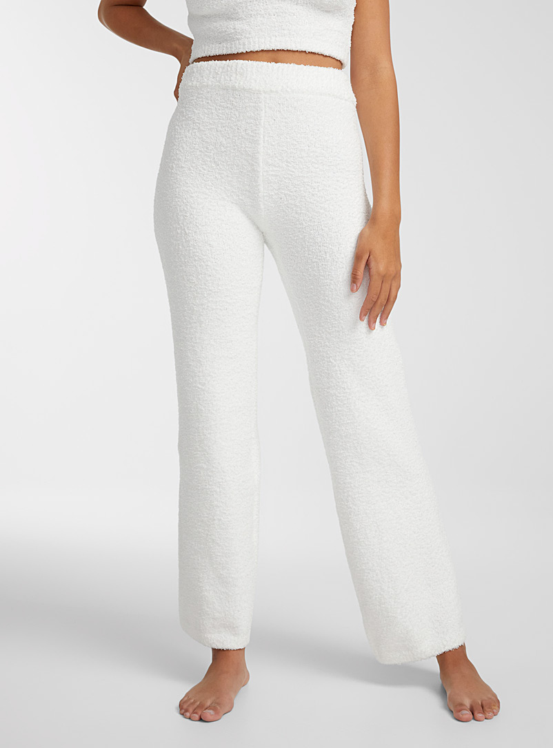 Miiyu x Twik Ivory White Soft plush wide-leg pant for women