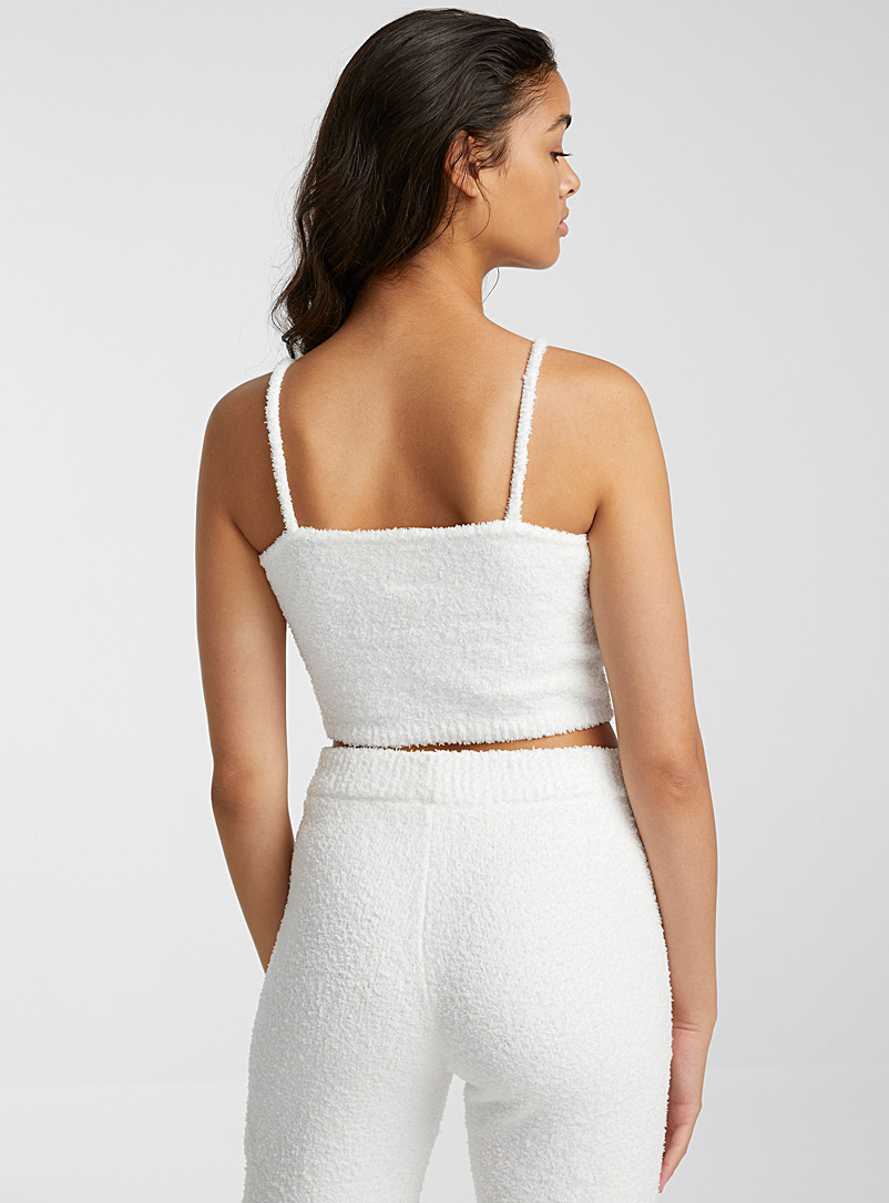 Miiyu x Twik Ivory White Soft plush cropped cami for women