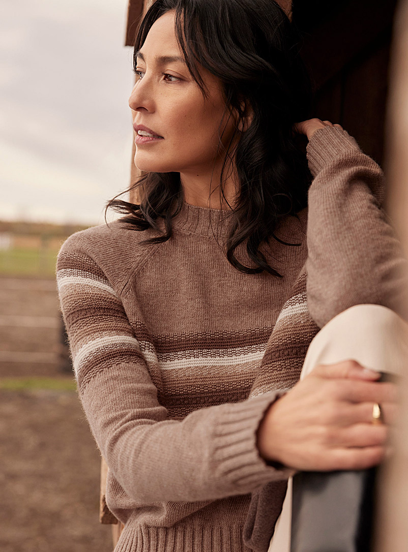Contemporaine Sand Embossed-stripe sweater for women