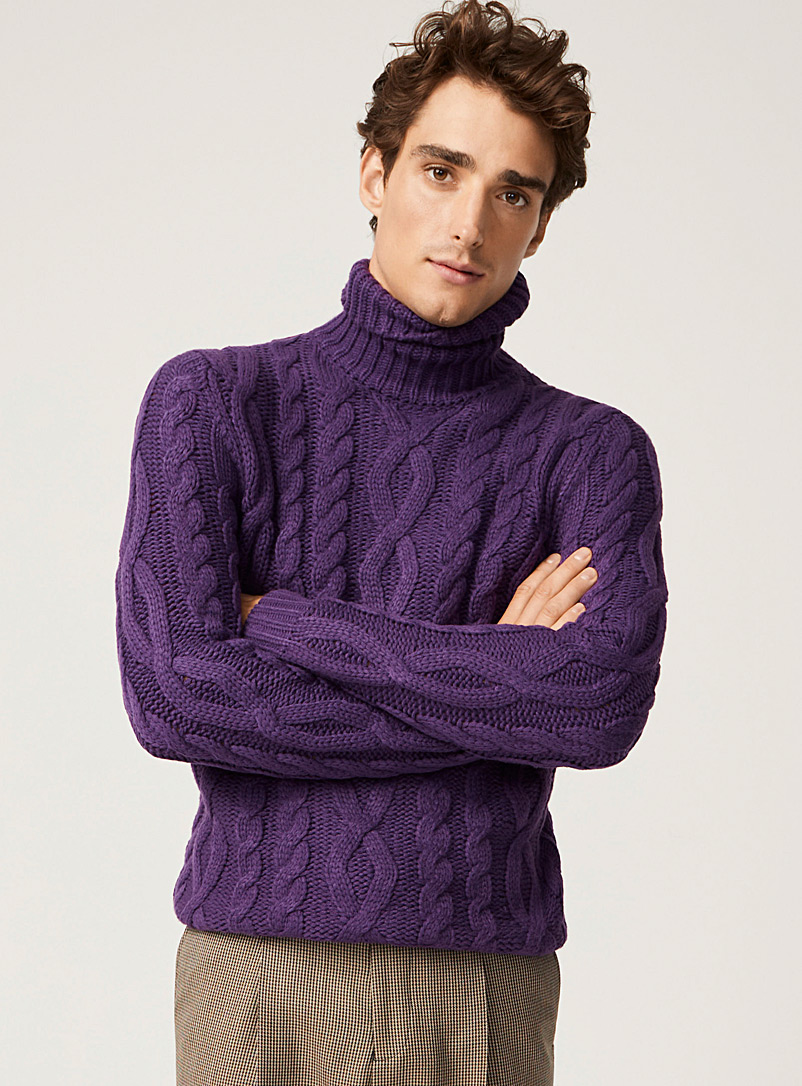 Le 31 Violet Monochrome cable knit turtleneck for men