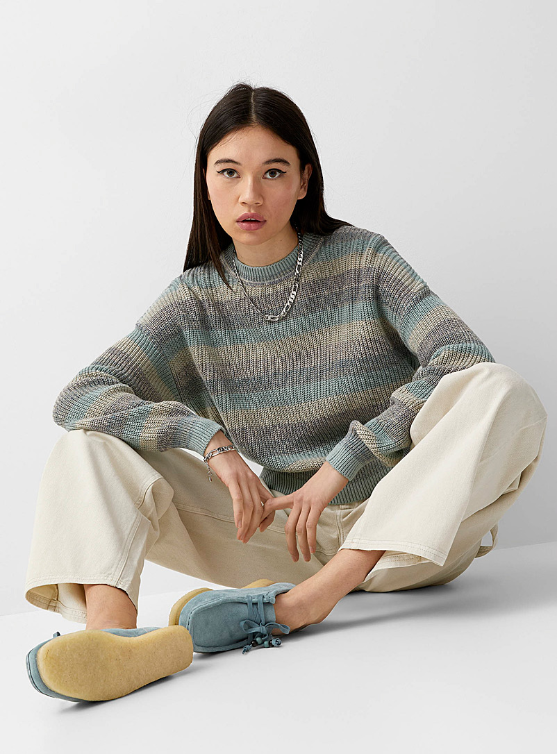 Twik Patterned Blue Graded-stripe sweater for women