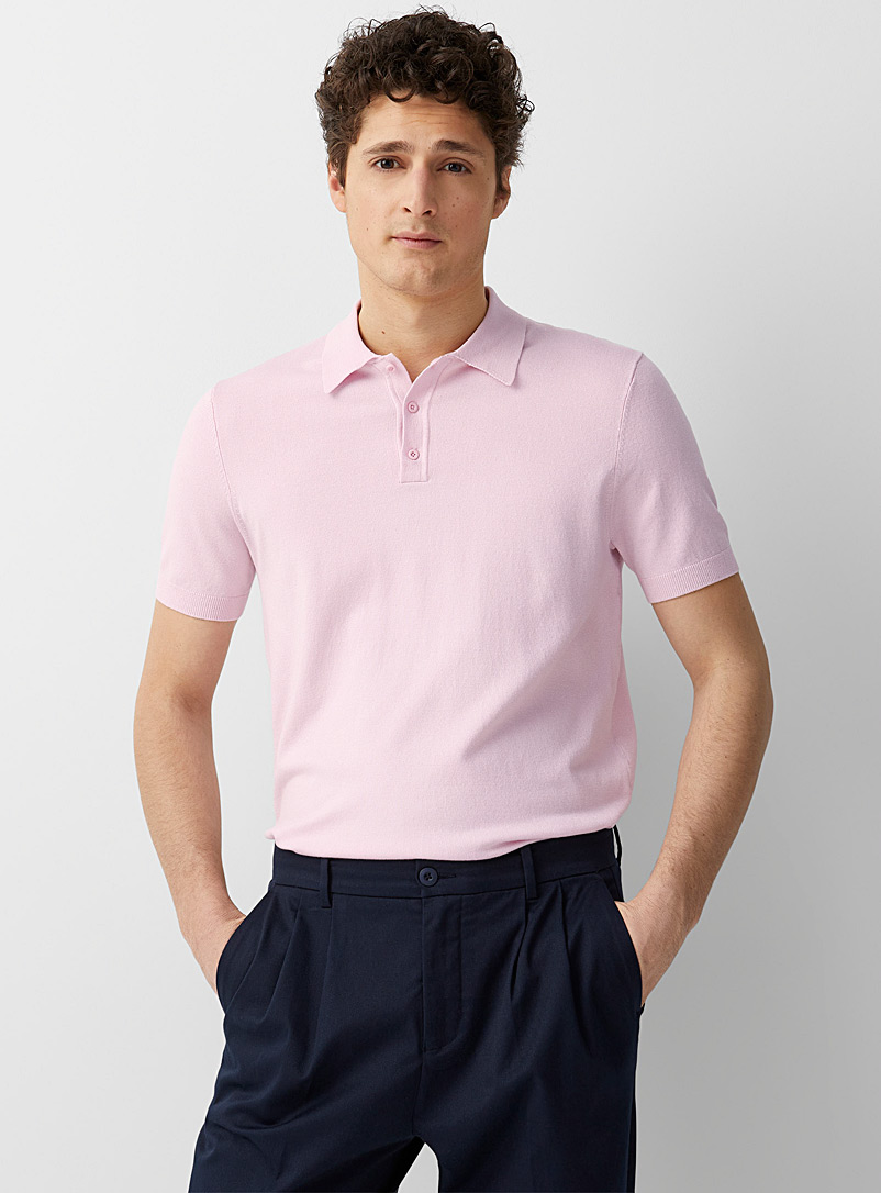 Le 31 Pink Silky knit polo for men