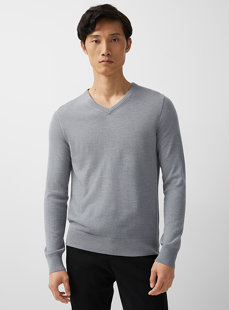 Le 31 Oxford Responsible merino V-neck sweater for men