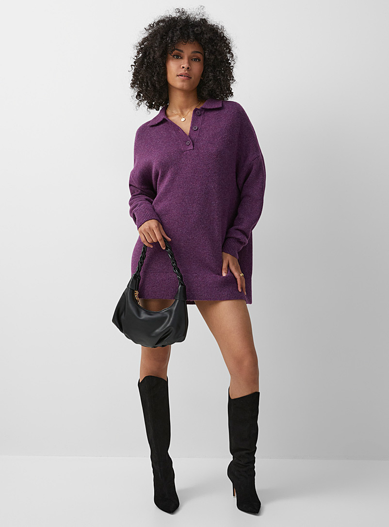 Icône Mauve Oversized polo sweater for women