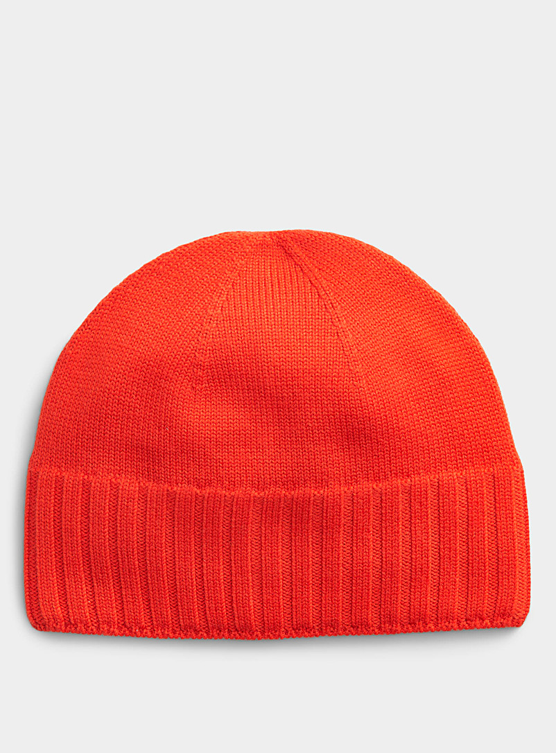 Le 31 Red Solid merino wool tuque for men