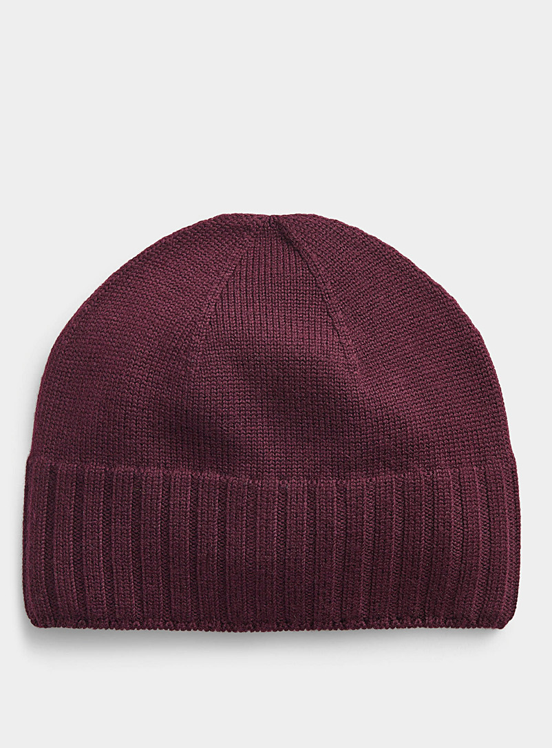 Le 31 Ruby Red Solid merino wool tuque for men