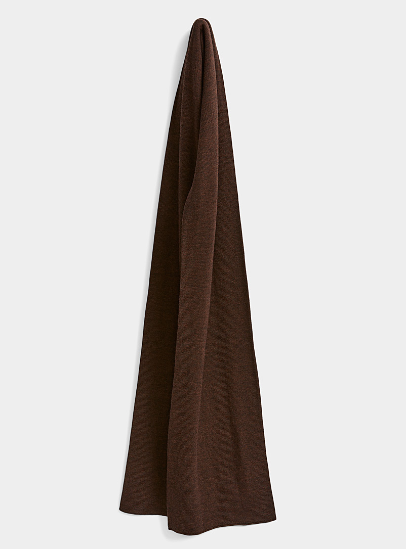 Le 31 Dark Brown Solid merino wool scarf for men