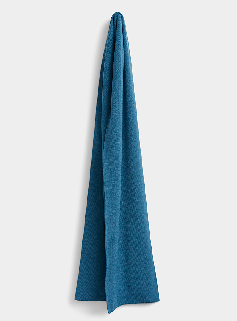 Le 31 Blue Solid merino wool scarf for men