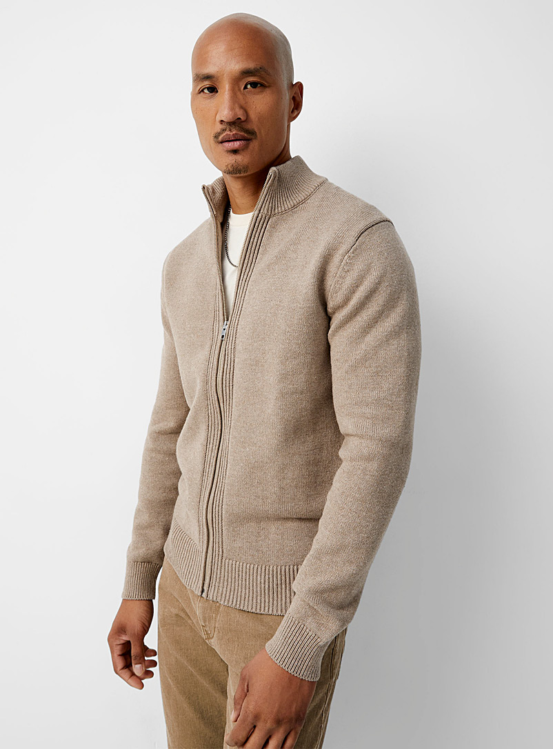 Le 31 Brown  Zipped cardigan for men