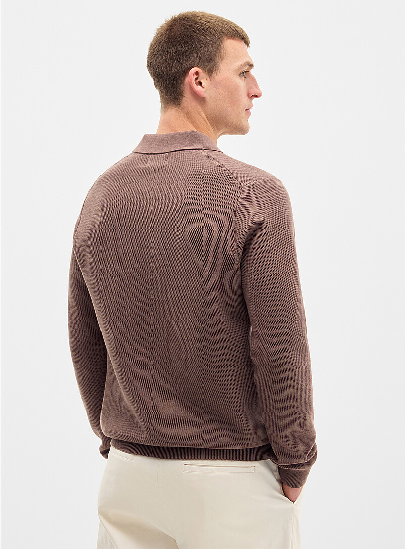 Optical honeycomb knit polo | Le 31 | Shop Men's V-Neck Sweaters