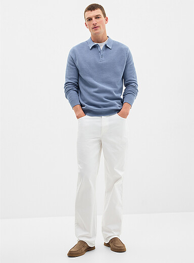 Le 31: Le polo tricot alv&eacute;ole optique Bleu royal - Saphir pour homme