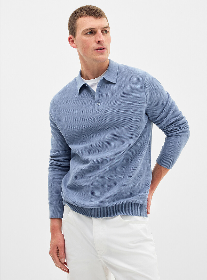 Optical honeycomb knit polo | Le 31 | Shop Men's V-Neck Sweaters